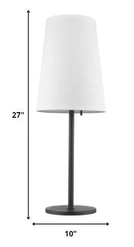 27" Black Metal Table Lamp With White Cone Shade HomeRoots