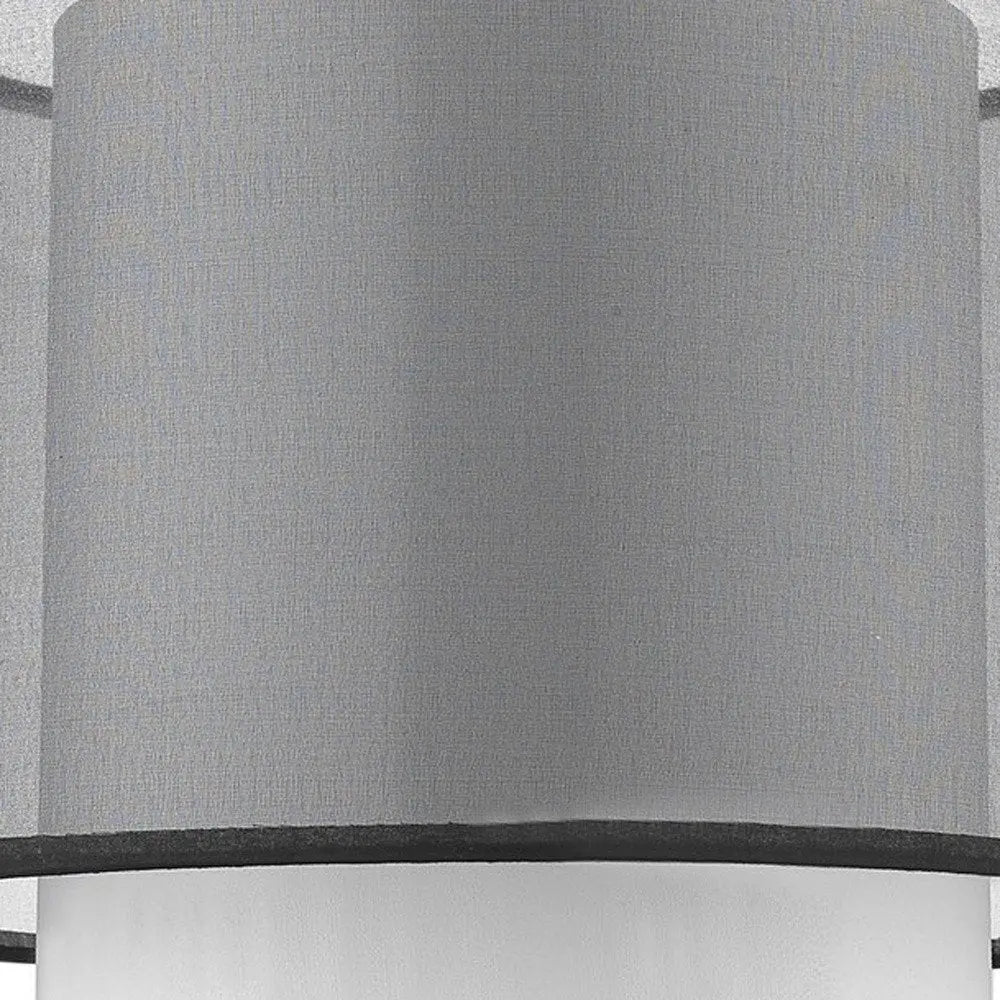 32" Black and Silver Metal Column Lamp With Black and White Drum Shade HomeRoots