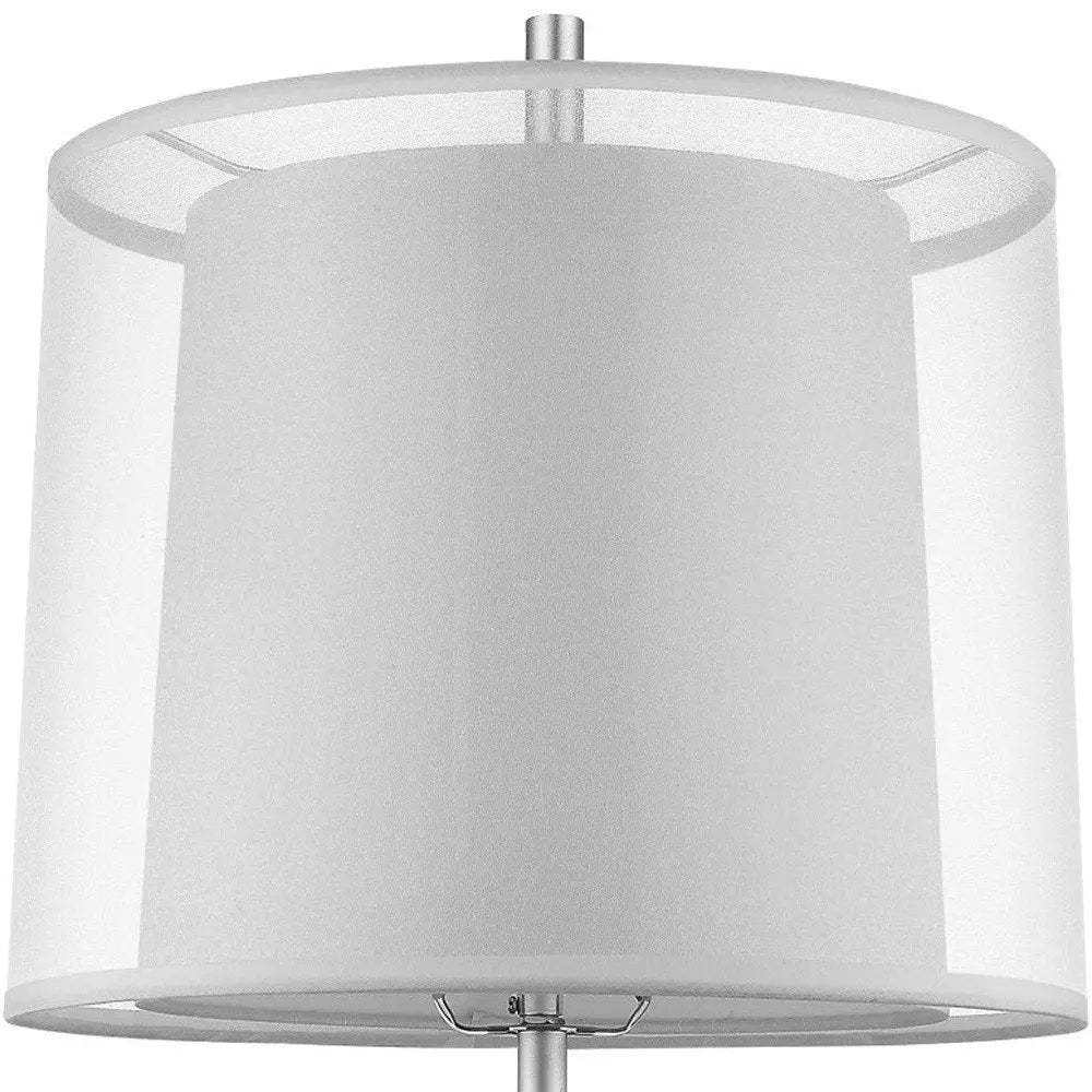 31" Silver Metal Table Lamp With White Empire Shade HomeRoots