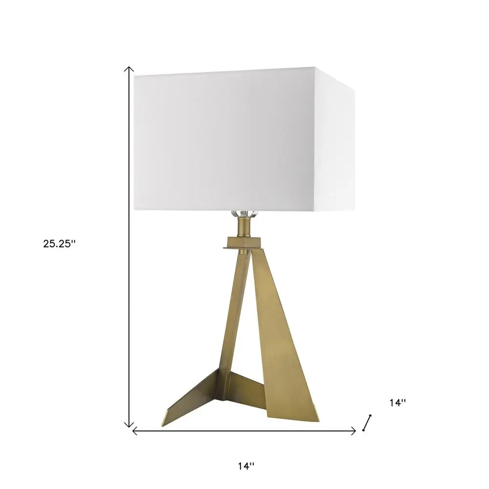 25" Brass Metal Novelty Table Lamp With White Shade HomeRoots