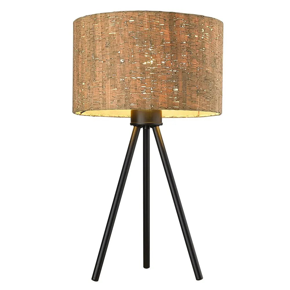 22" Black Metal Tripod Table Lamp With Beige Drum Shade HomeRoots
