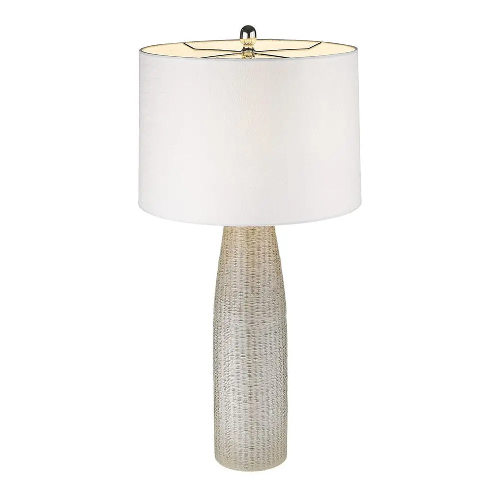 33" Light Gray Ceramic Table Lamp With White Drum Shade HomeRoots