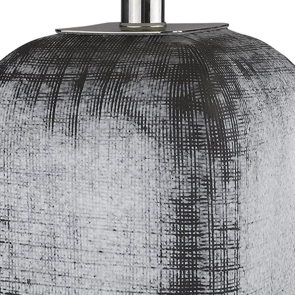 25" Blue and Gray Ceramic Table Lamp With White Square Shade HomeRoots