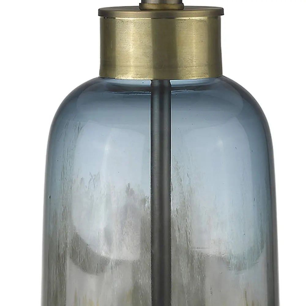 31" Steel Blue Glass Table Lamp With White Empire Shade HomeRoots