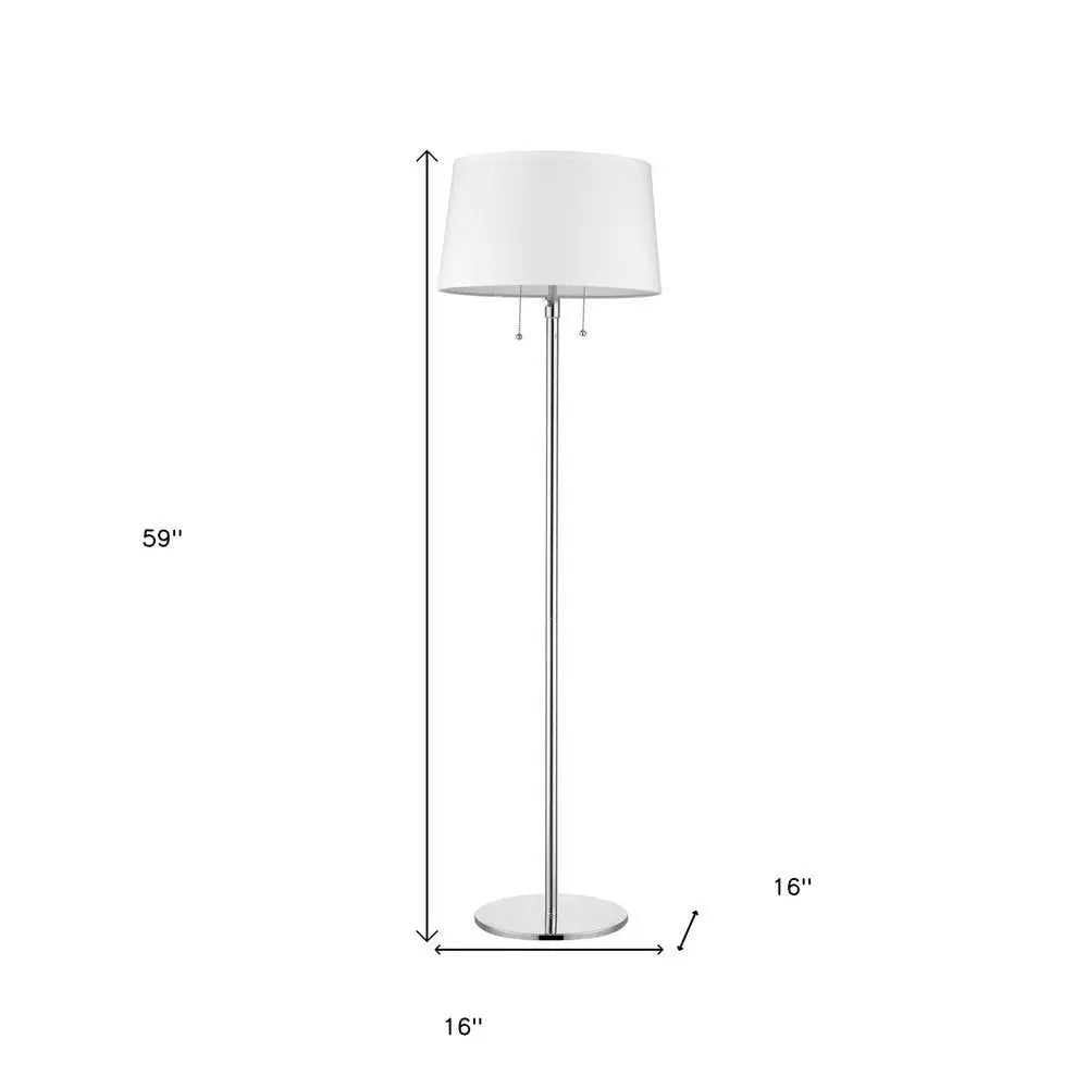 59" Floor Lamp With White Linen Empire Shade HomeRoots