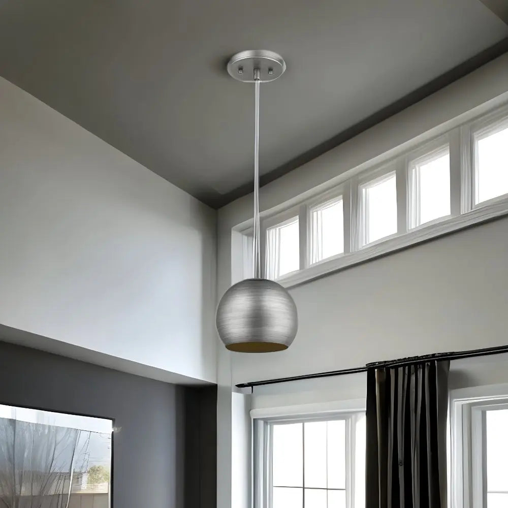 Light Gray and Gold Hanging Dome Light HomeRoots