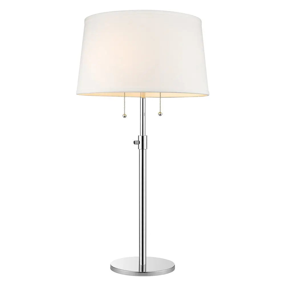 31" Silver Metal Two Light Adjustable Table Lamp With White Empire Shade HomeRoots