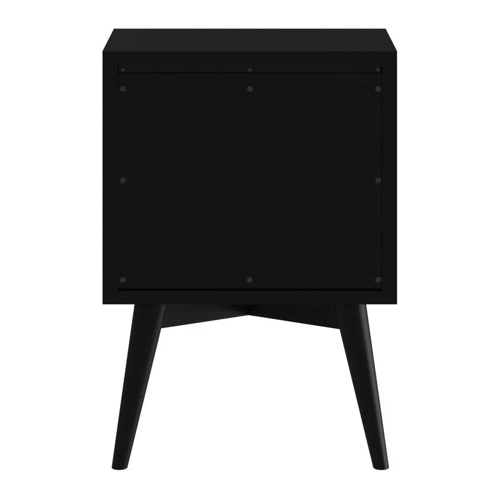 26" Black Solid Wood Two Drawer Nightstand HomeRoots