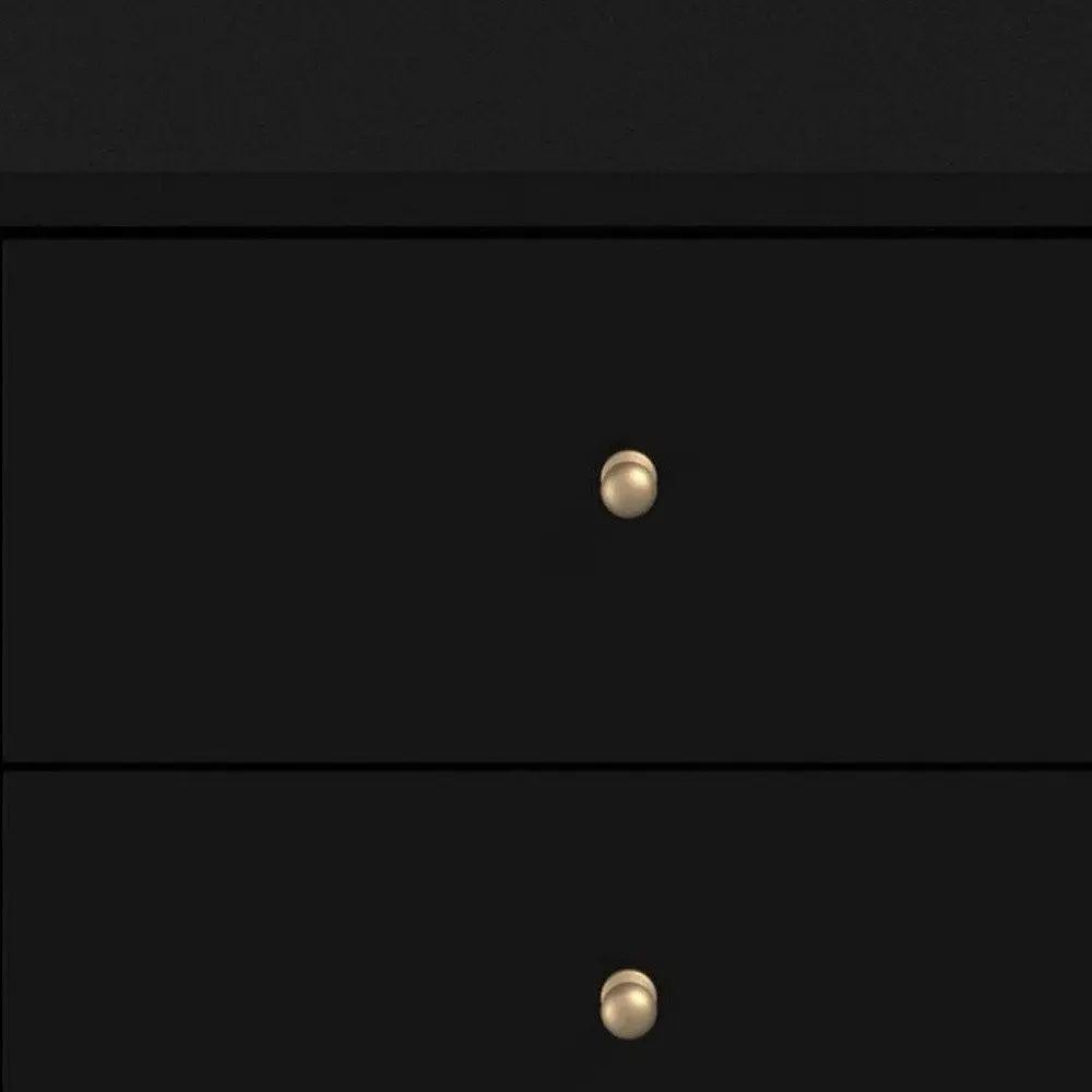 26" Black Solid Wood Two Drawer Nightstand HomeRoots