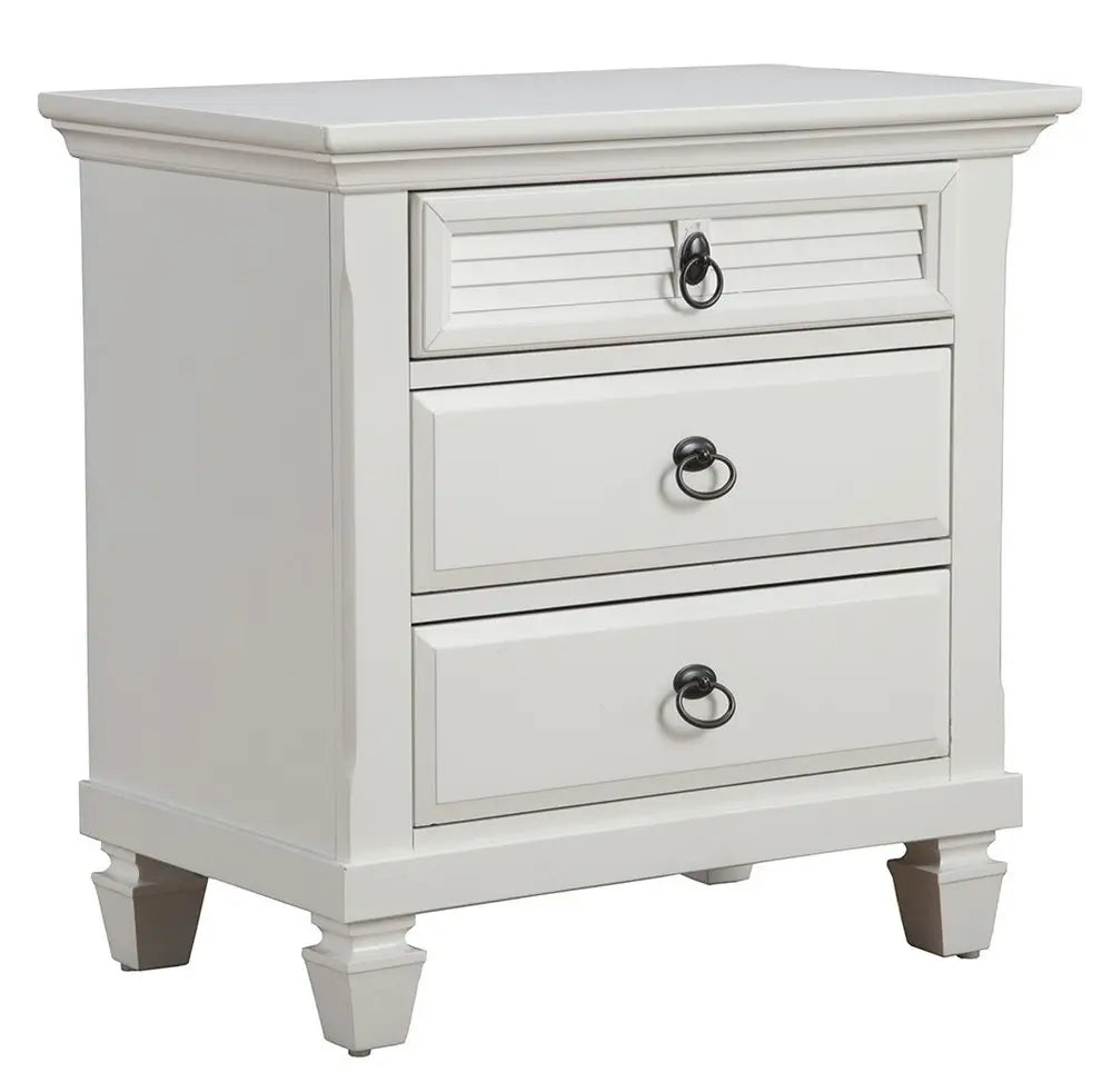 28" White Wood Three Drawer Nightstand HomeRoots