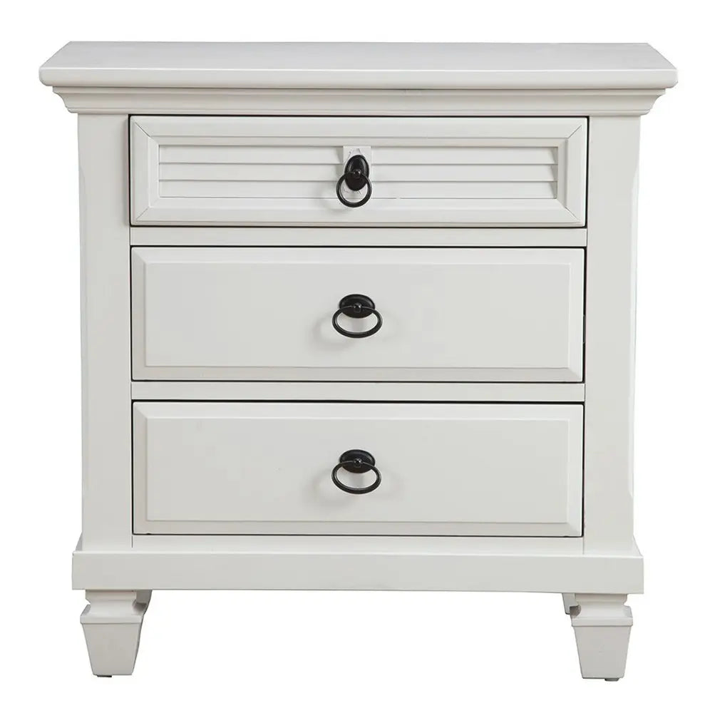 28" White Wood Three Drawer Nightstand HomeRoots
