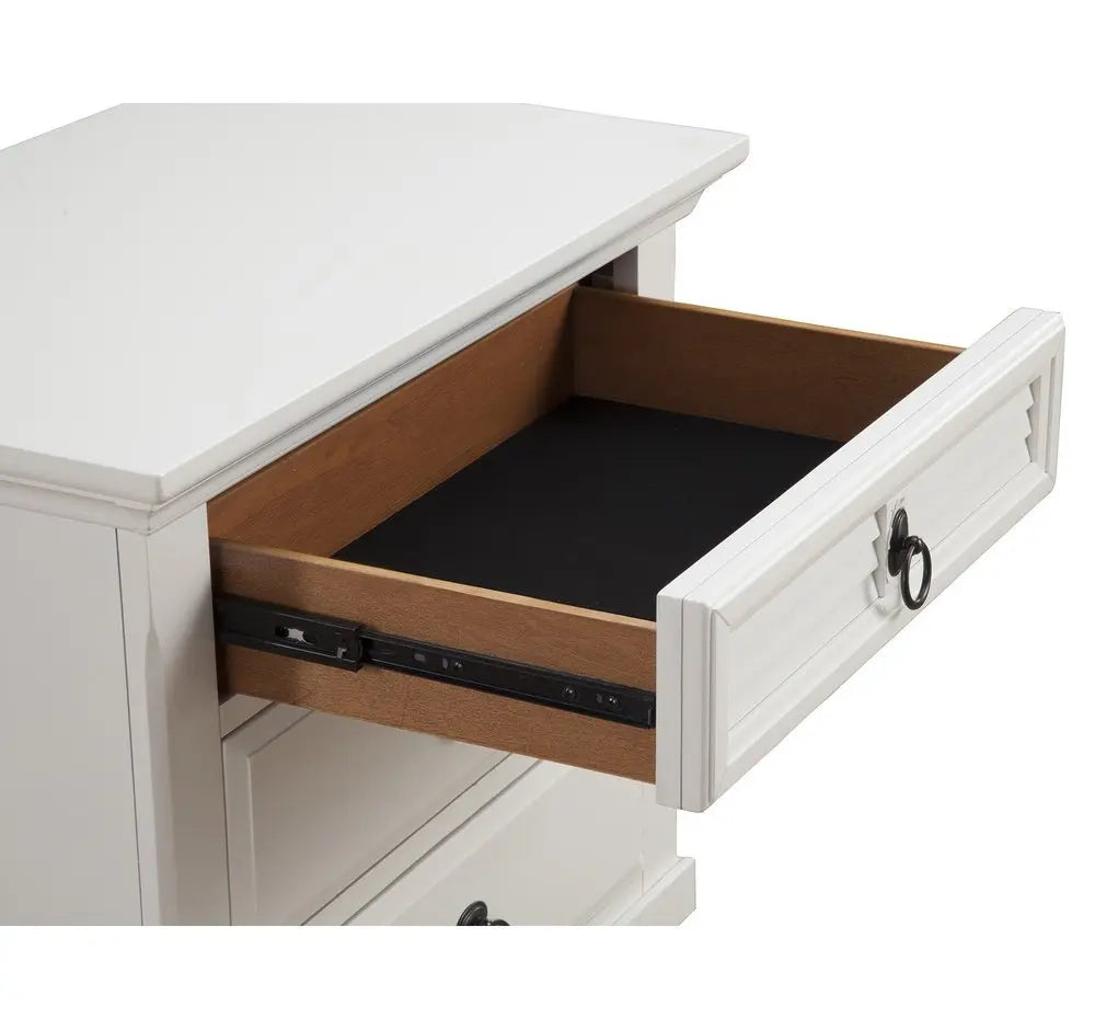 28" White Wood Three Drawer Nightstand HomeRoots