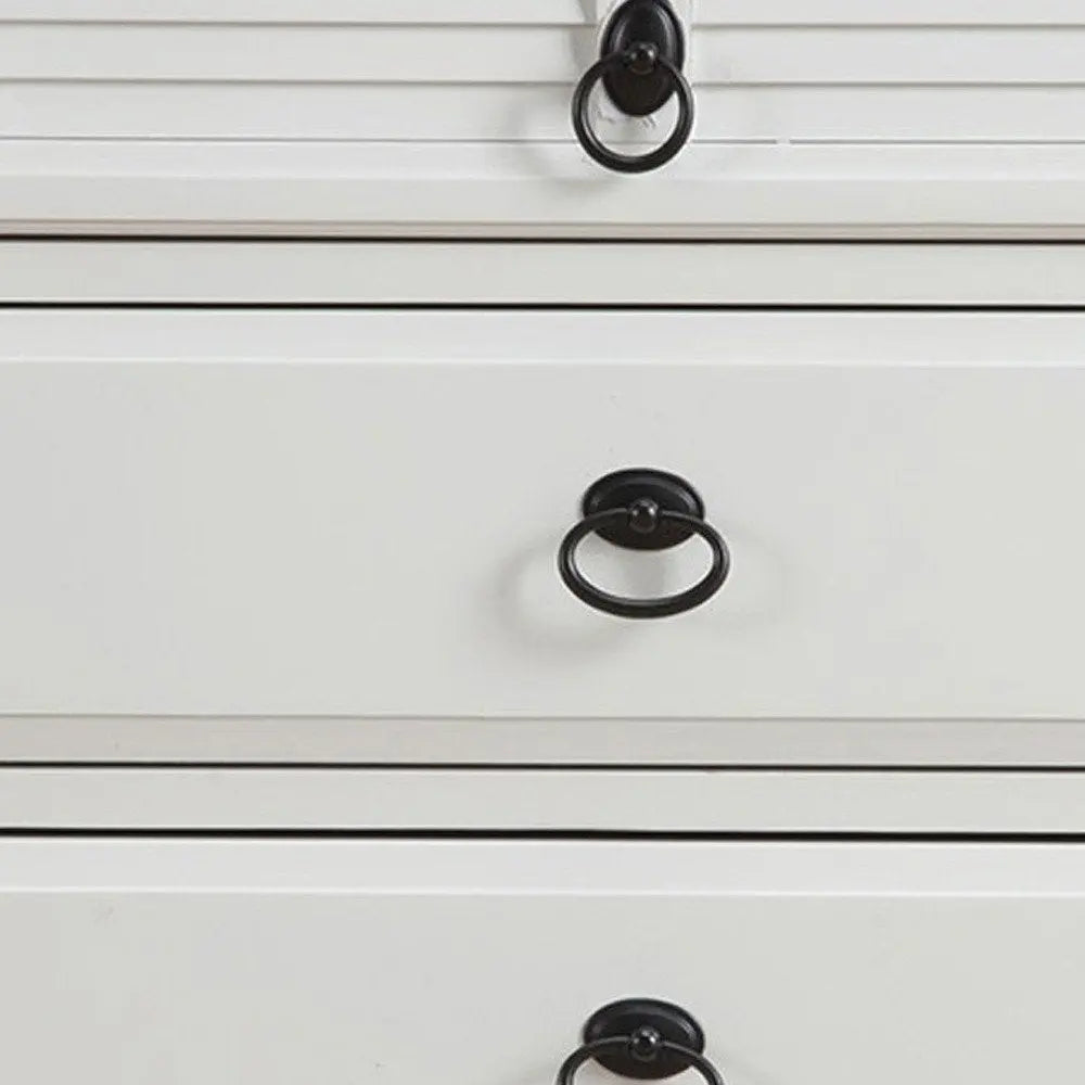 28" White Wood Three Drawer Nightstand HomeRoots