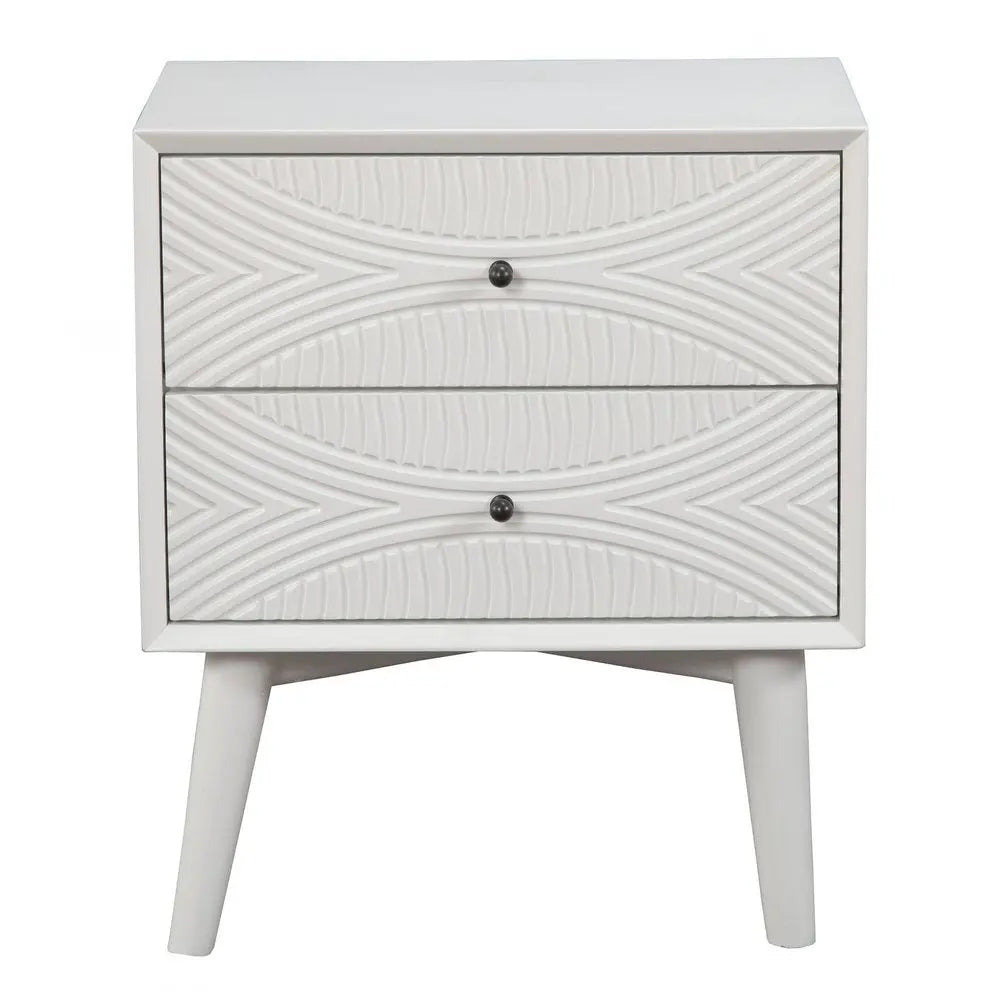 26" Solid Wood and Wood Two Drawer Nightstand HomeRoots