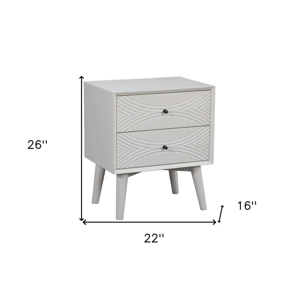 26" Solid Wood and Wood Two Drawer Nightstand HomeRoots