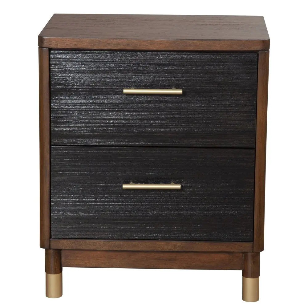 Dark Walnut and Black Mod Drawer Nightstand HomeRoots