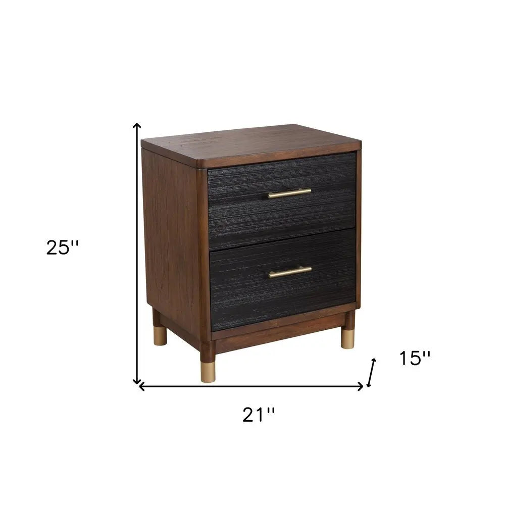 Dark Walnut and Black Mod Drawer Nightstand HomeRoots