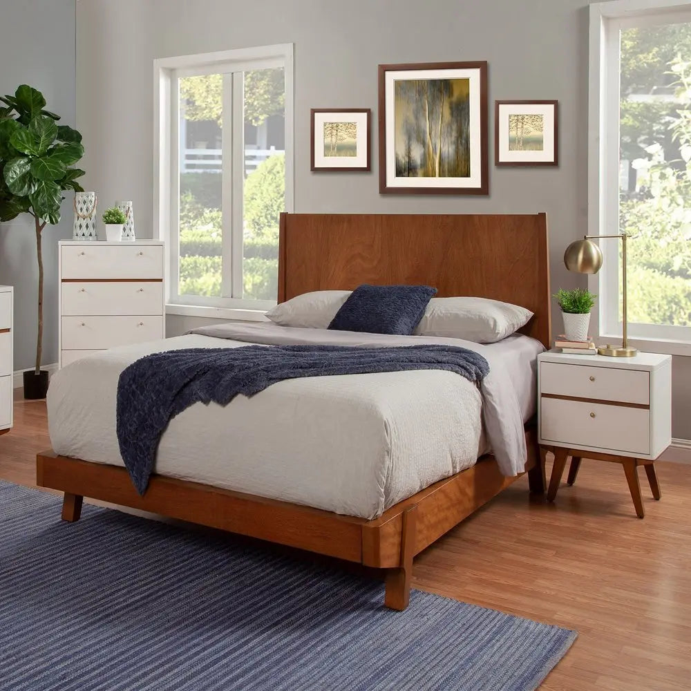 26" White Two Drawer Wood Nightstand HomeRoots