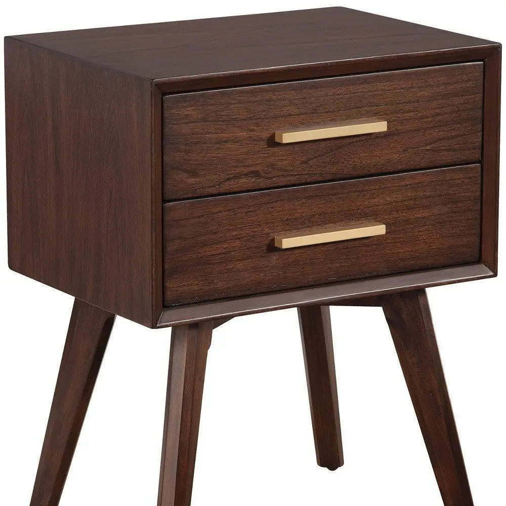 25" Solid Wood and Wood Two Drawer Nightstand HomeRoots