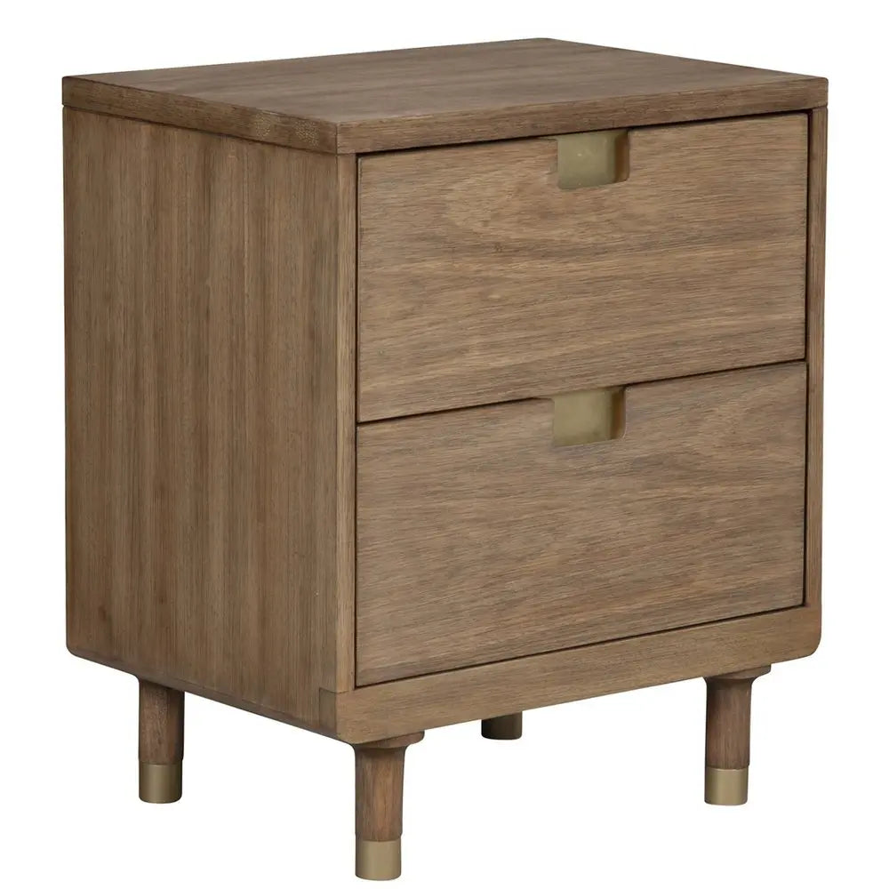 25" Solid Wood and Wood Two Drawer Nightstand HomeRoots