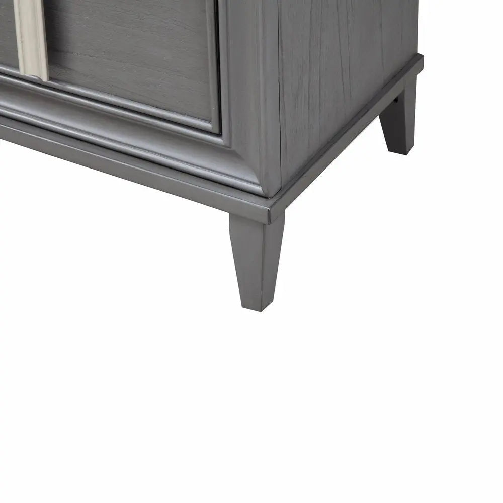 29" Dark Gray Solid Wood and Wood Two Drawer Nightstand HomeRoots