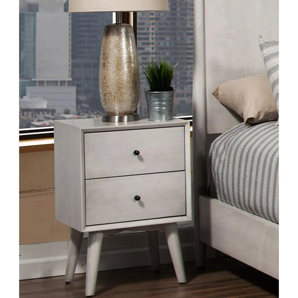 Gray Century Modern Wood 2 Drawer Nightstand HomeRoots