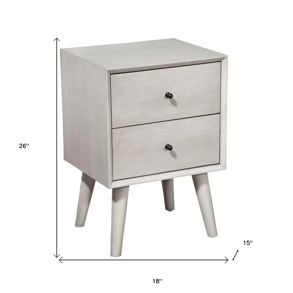 Gray Century Modern Wood 2 Drawer Nightstand HomeRoots
