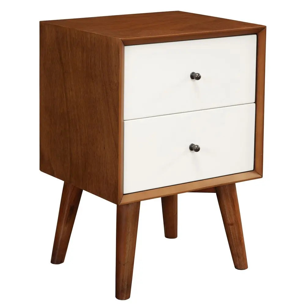 26" Solid Wood and Wood Two Drawer Nightstand HomeRoots