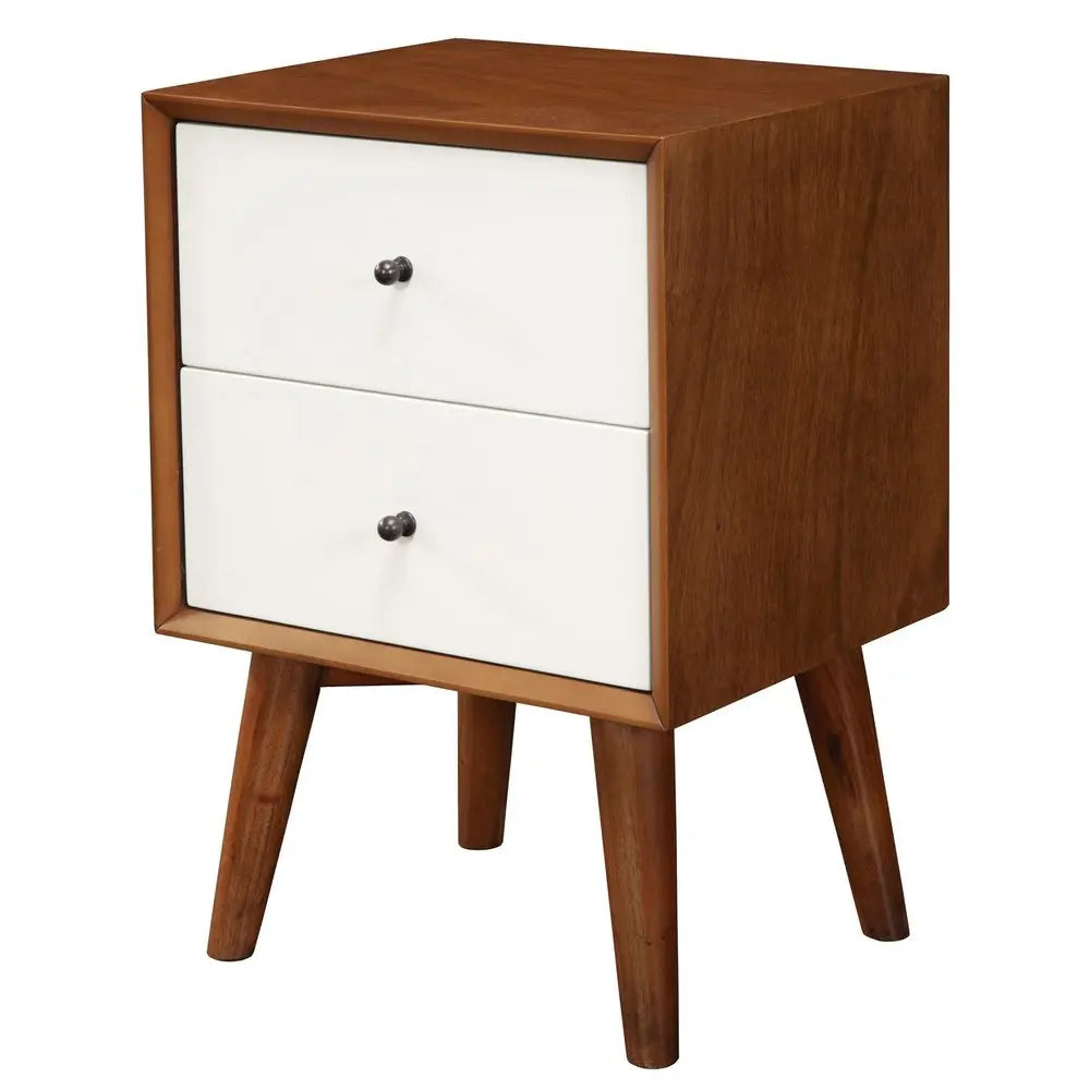 26" Solid Wood and Wood Two Drawer Nightstand HomeRoots