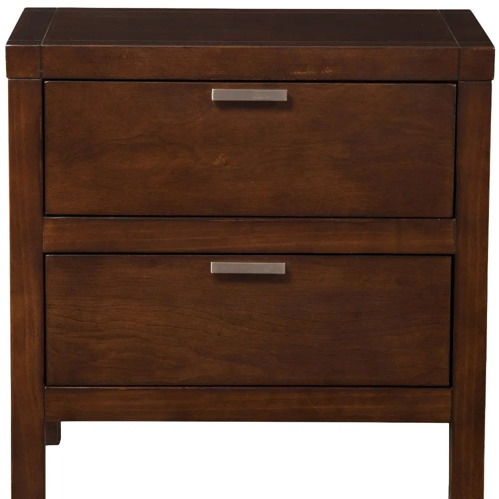 24" Brown Wood Two Drawer Nightstand HomeRoots