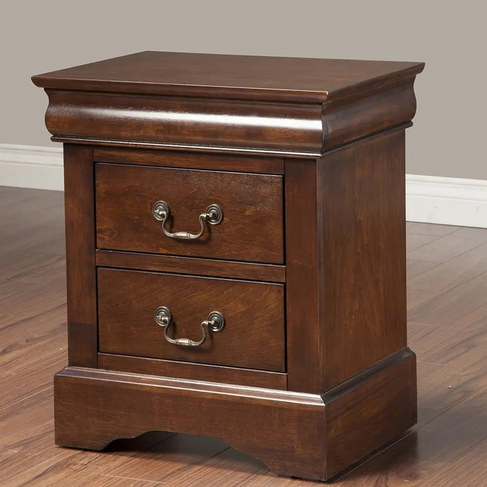 24" Wood and Solid Wood Two Drawer Nightstand HomeRoots