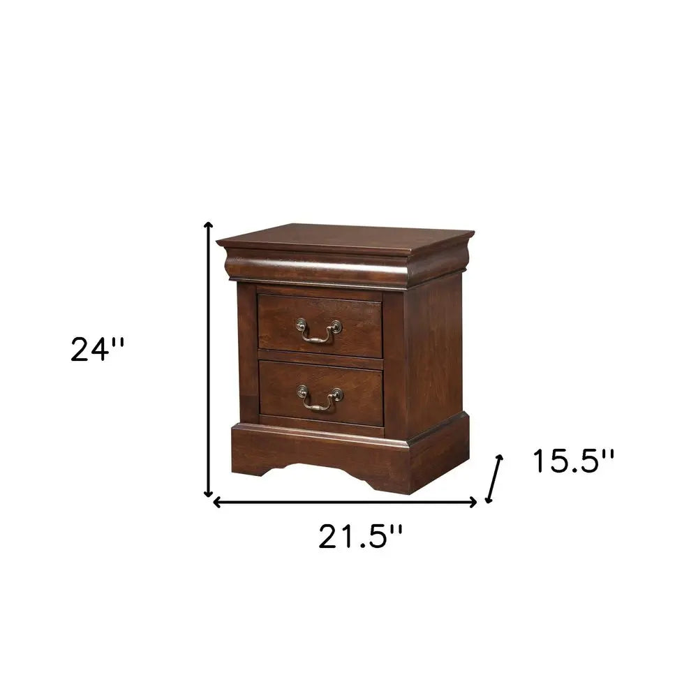 24" Wood and Solid Wood Two Drawer Nightstand HomeRoots