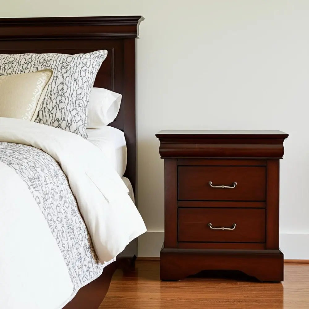 24" Wood and Solid Wood Two Drawer Nightstand HomeRoots