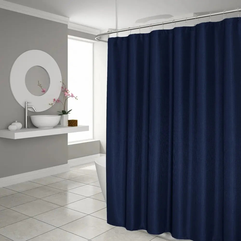 Luxurious Navy Waffle Weave Shower Curtain HomeRoots