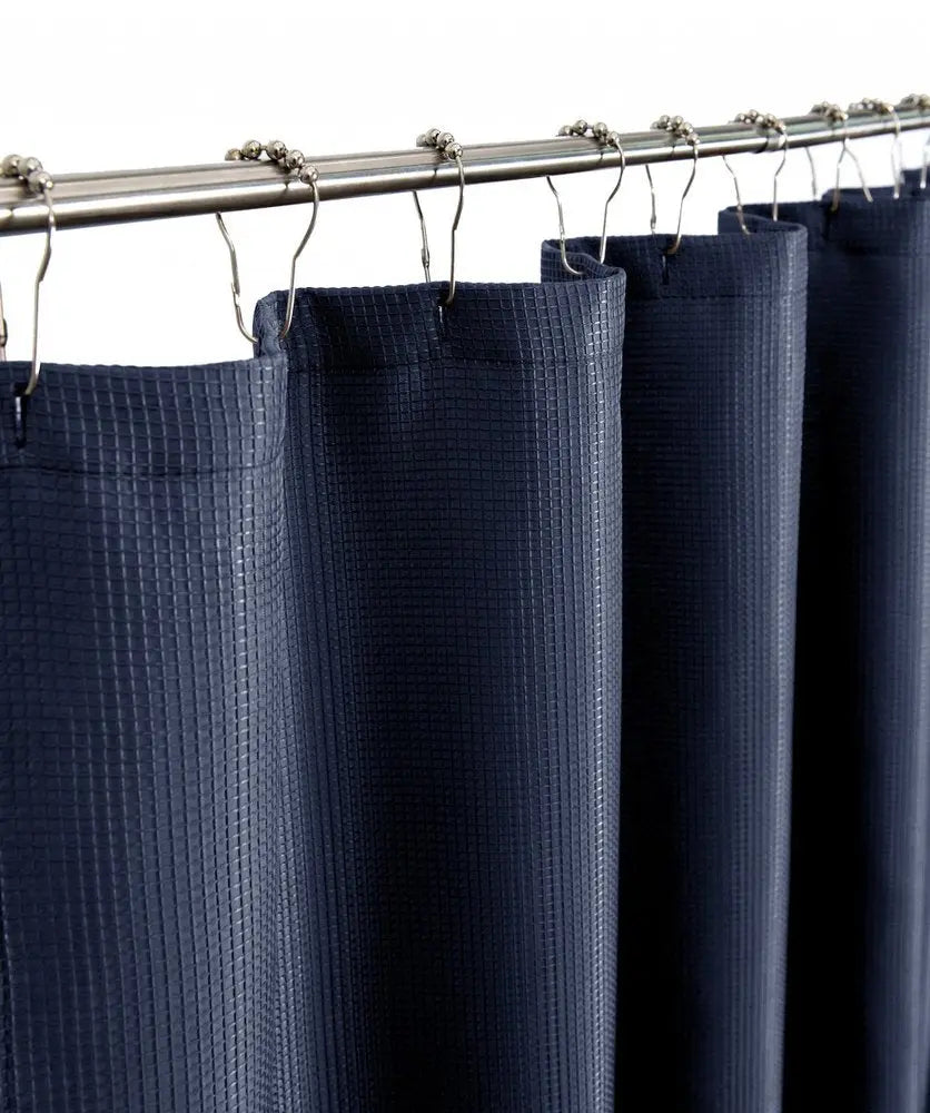 Luxurious Navy Waffle Weave Shower Curtain HomeRoots