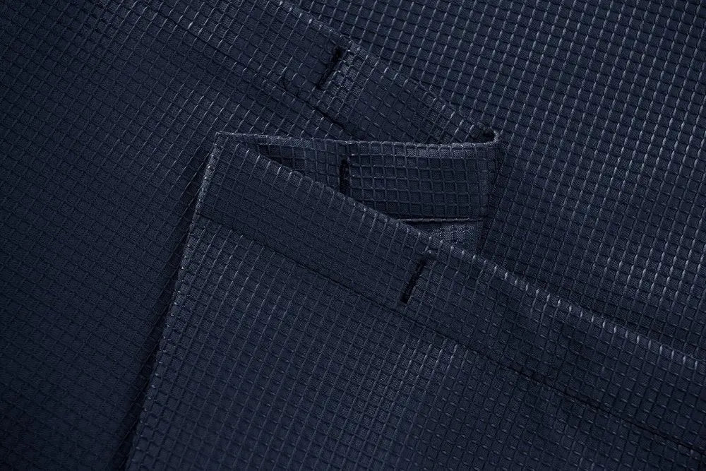 Luxurious Navy Waffle Weave Shower Curtain HomeRoots