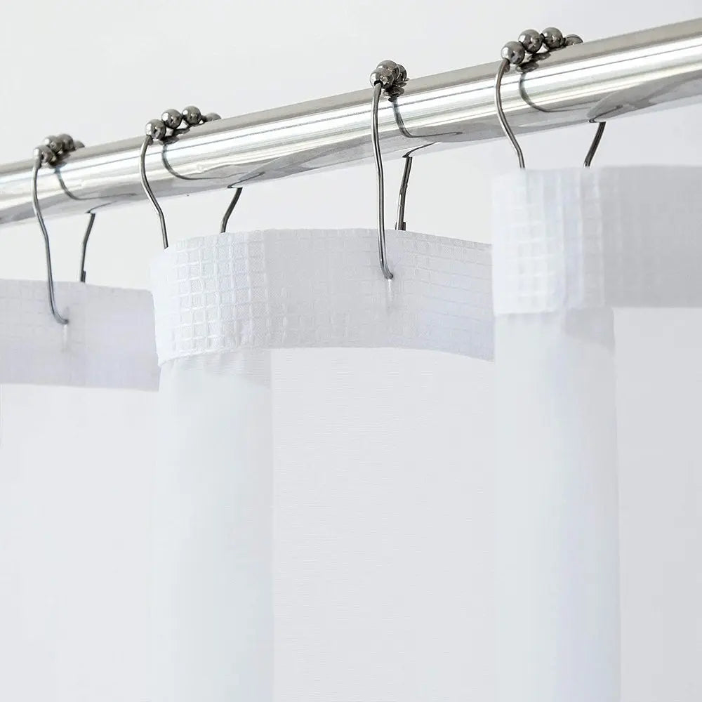 White Sheer and Grid Shower Curtain and Liner Set HomeRoots