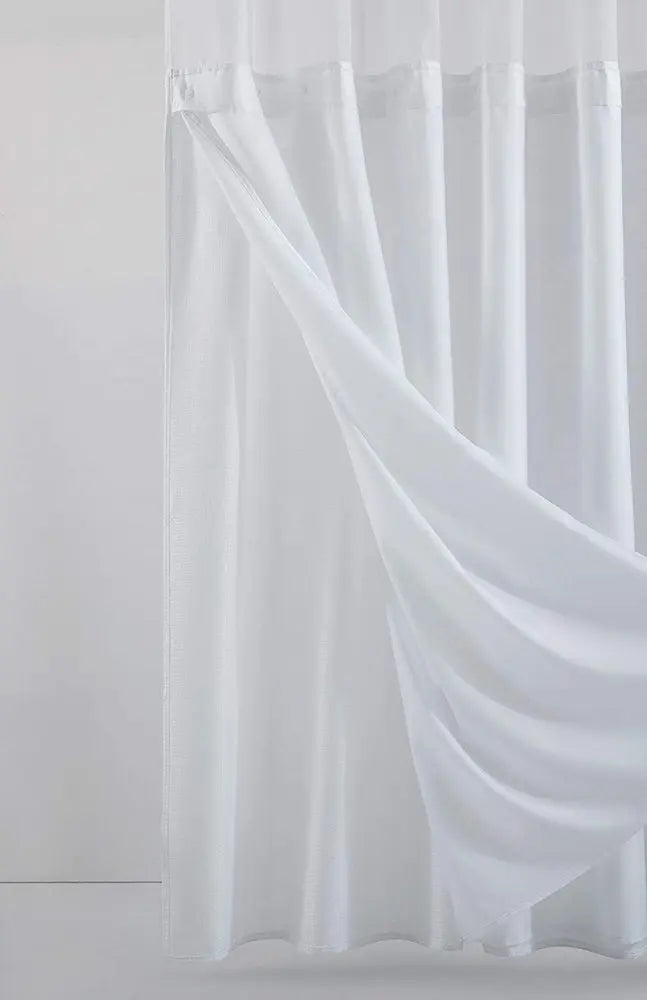 White Sheer and Grid Shower Curtain and Liner Set HomeRoots
