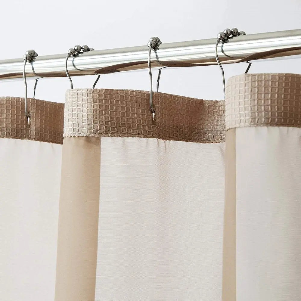 Mocha Sheer and Grid Shower Curtain and Liner Set HomeRoots