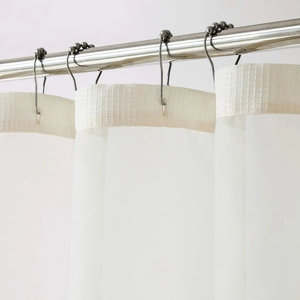 Ivory Sheer and Grid Shower Curtain and Liner Set HomeRoots