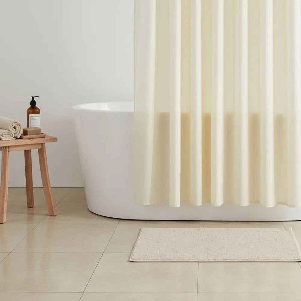 Ivory Sheer and Grid Shower Curtain and Liner Set HomeRoots