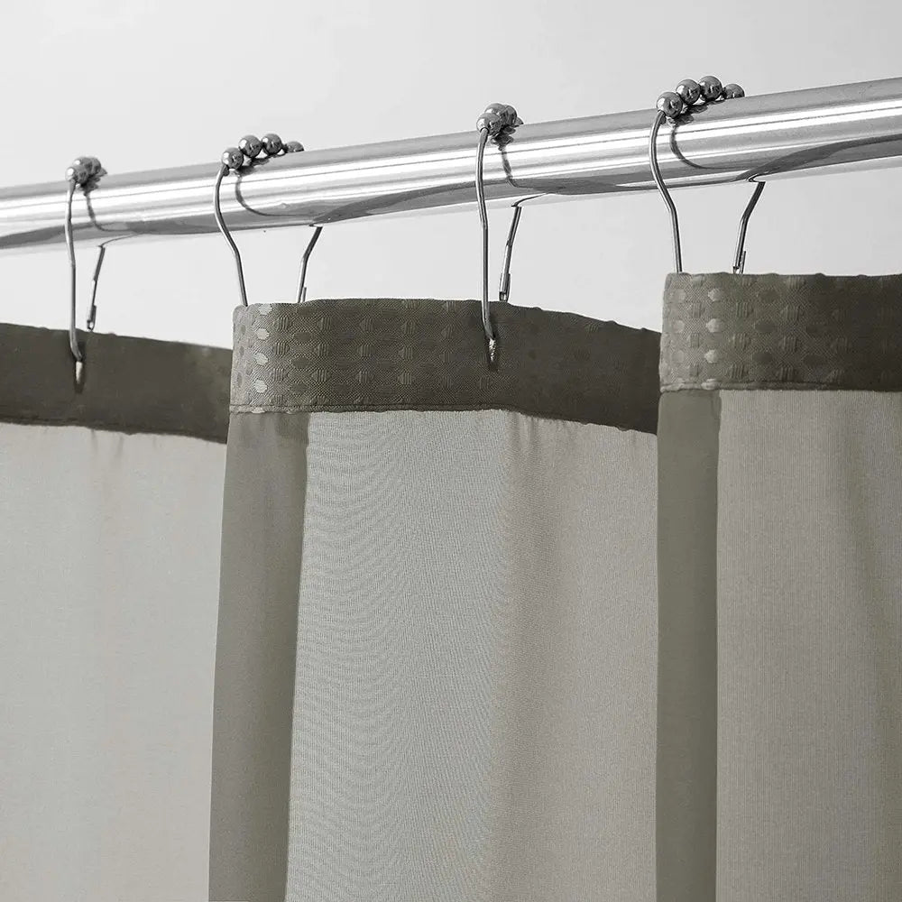 Gray Sheer and Grid Shower Curtain and Liner Set HomeRoots