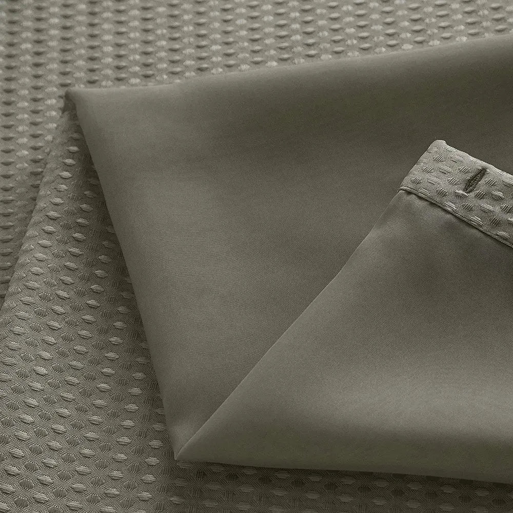 Gray Sheer and Grid Shower Curtain and Liner Set HomeRoots