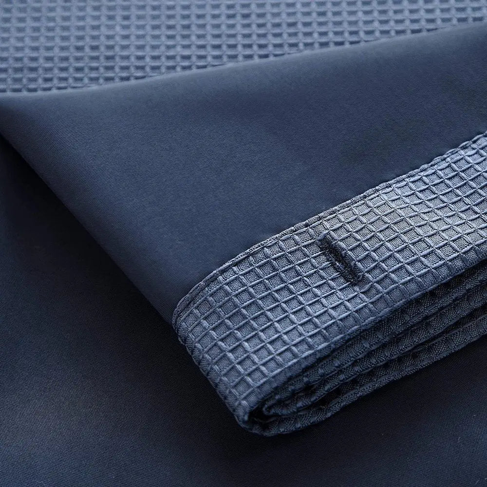 Navy Modern Grid Shower Curtain and Liner Set HomeRoots