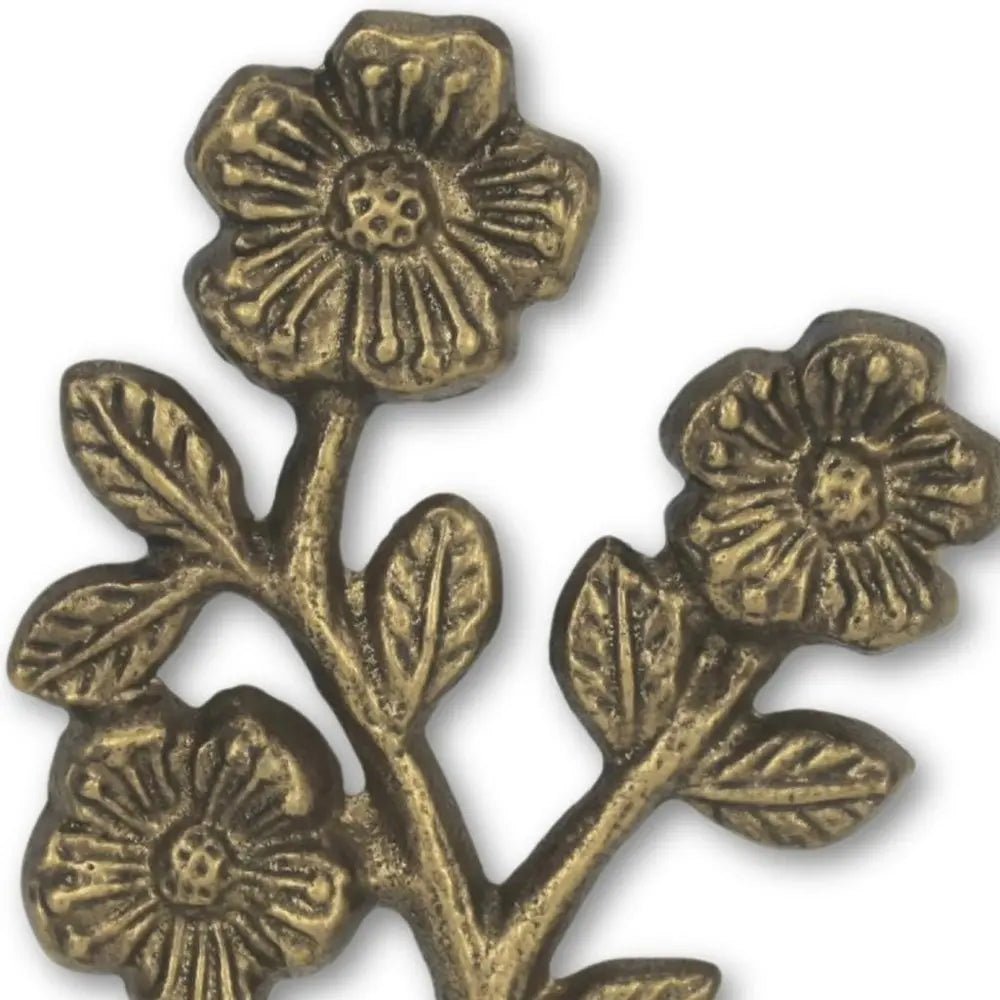 4" Antiqued Gold Cast Iron Flower Wall Hook - NOBLE HOME INTERIORS