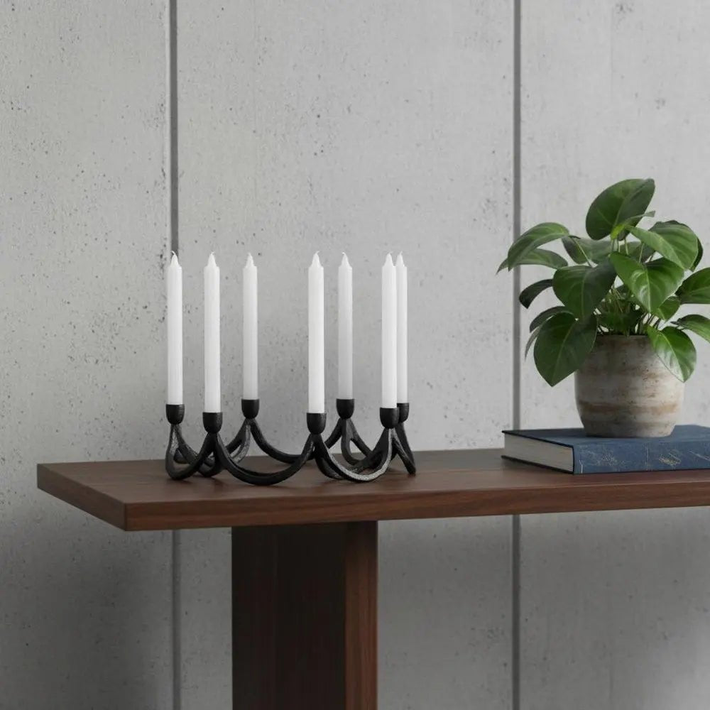 4" Black Abstract Metal Tabletop Candelabra Candle Holder HomeRoots