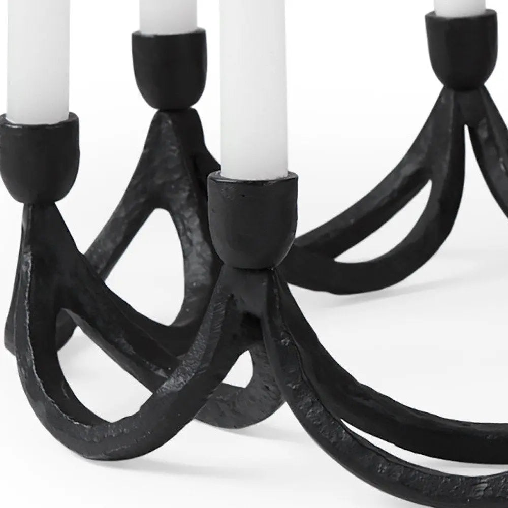 4" Black Abstract Metal Tabletop Candelabra Candle Holder HomeRoots
