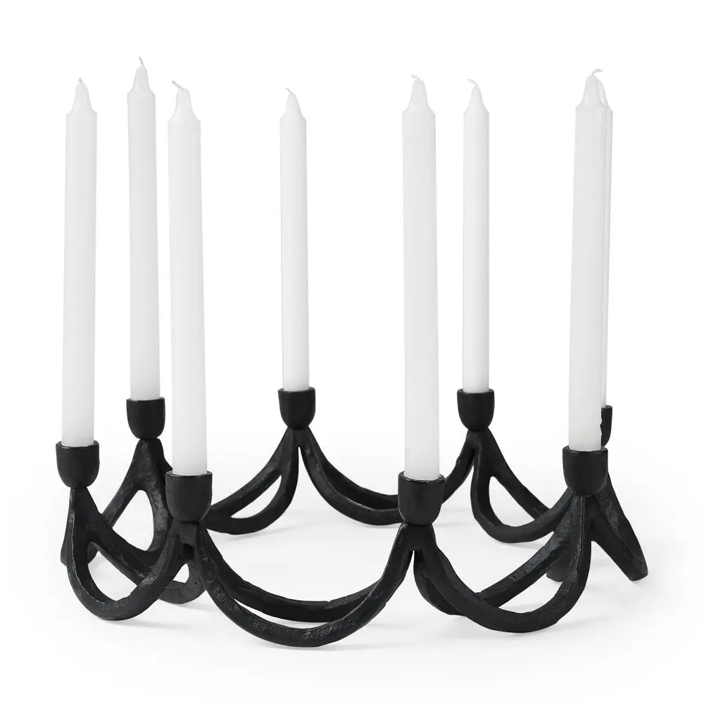 4" Black Abstract Metal Tabletop Candelabra Candle Holder HomeRoots