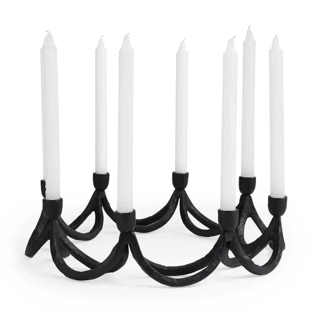 4" Black Abstract Metal Tabletop Candelabra Candle Holder HomeRoots