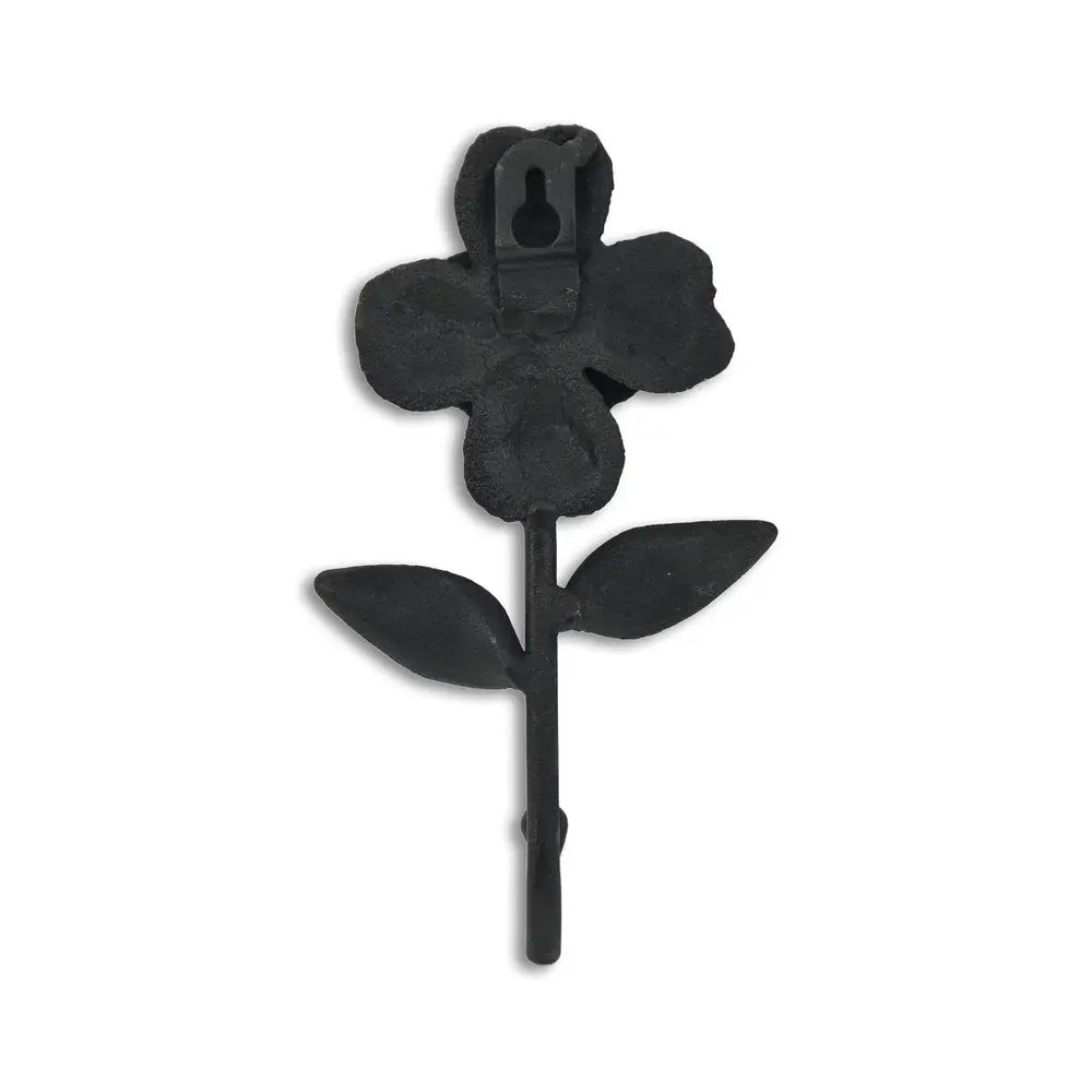4" Black Cast Iron Flower Wall Hook - NOBLE HOME INTERIORS